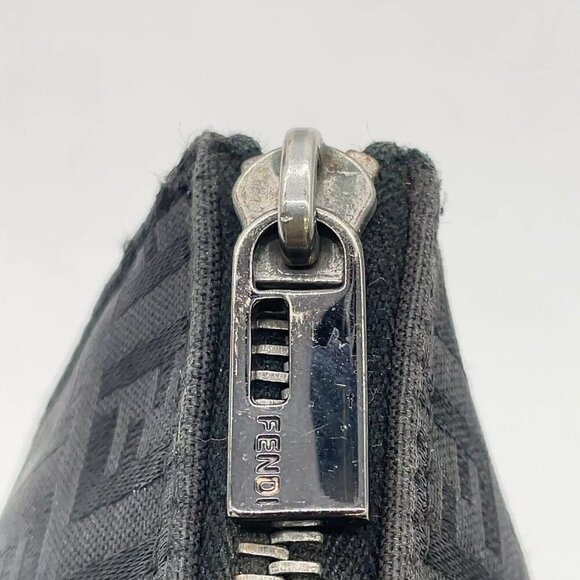 Fendi Zucca Pattern Zucchino Canvas Nylon Black Pouch 80-012625 - Picture 13 of 16